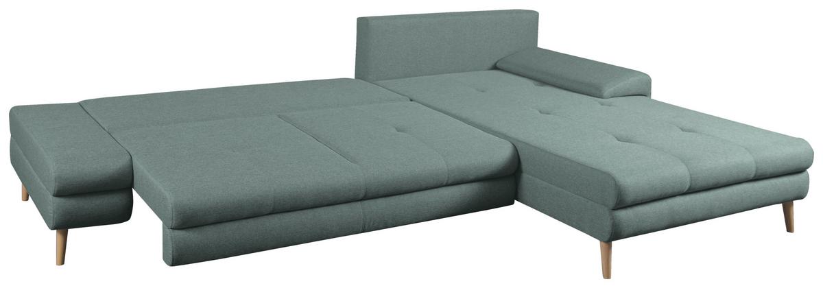 Ecksofa Mit Schlaffunktion Floby Stauraum Hellblau - Erlefarben/Naturfarben, Trend, Textil (313/215cm) - MID.YOU