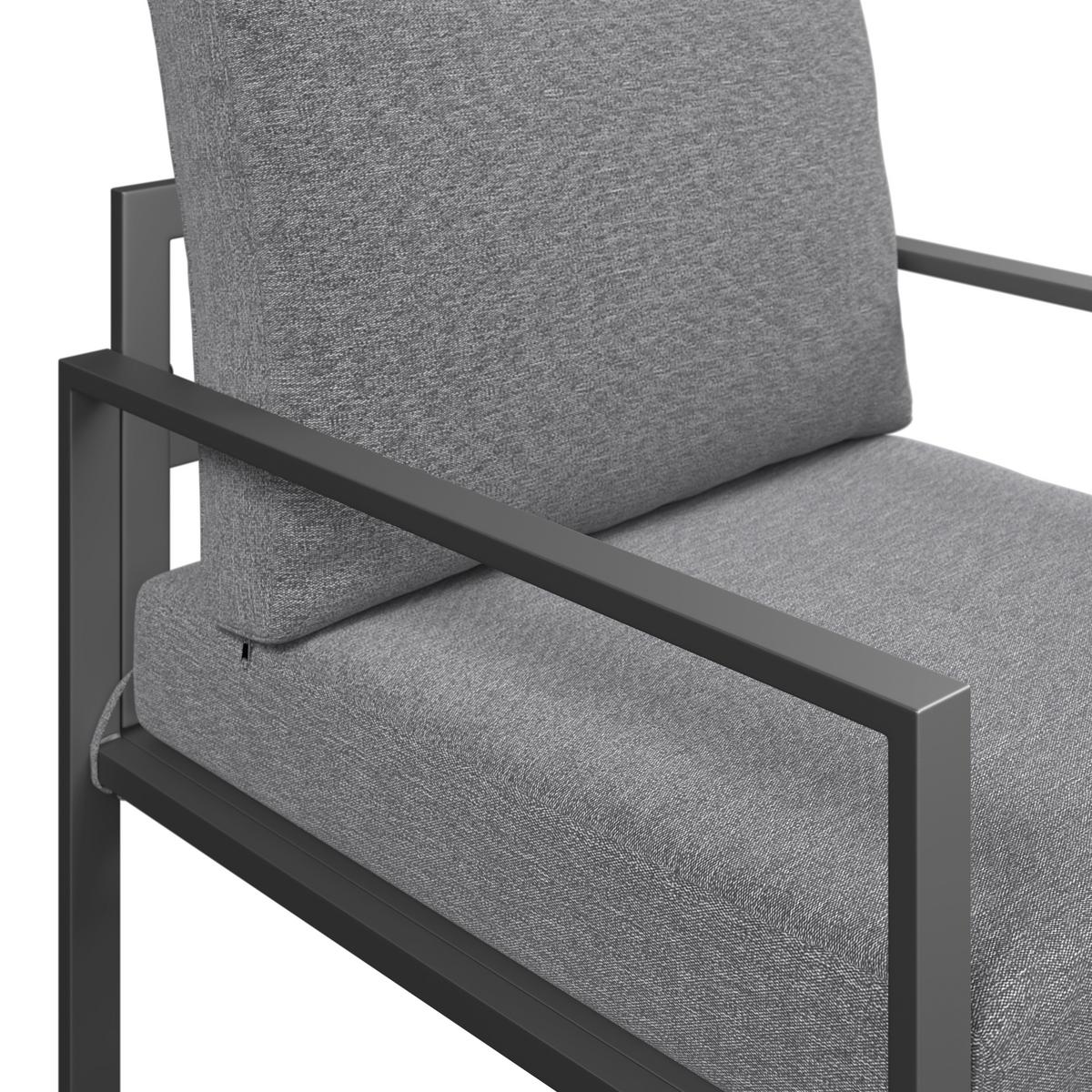 Gartensessel Leon - Dunkelgrau/Anthrazit, MODERN, Textil/Metall (66/69/65cm) - Beldano