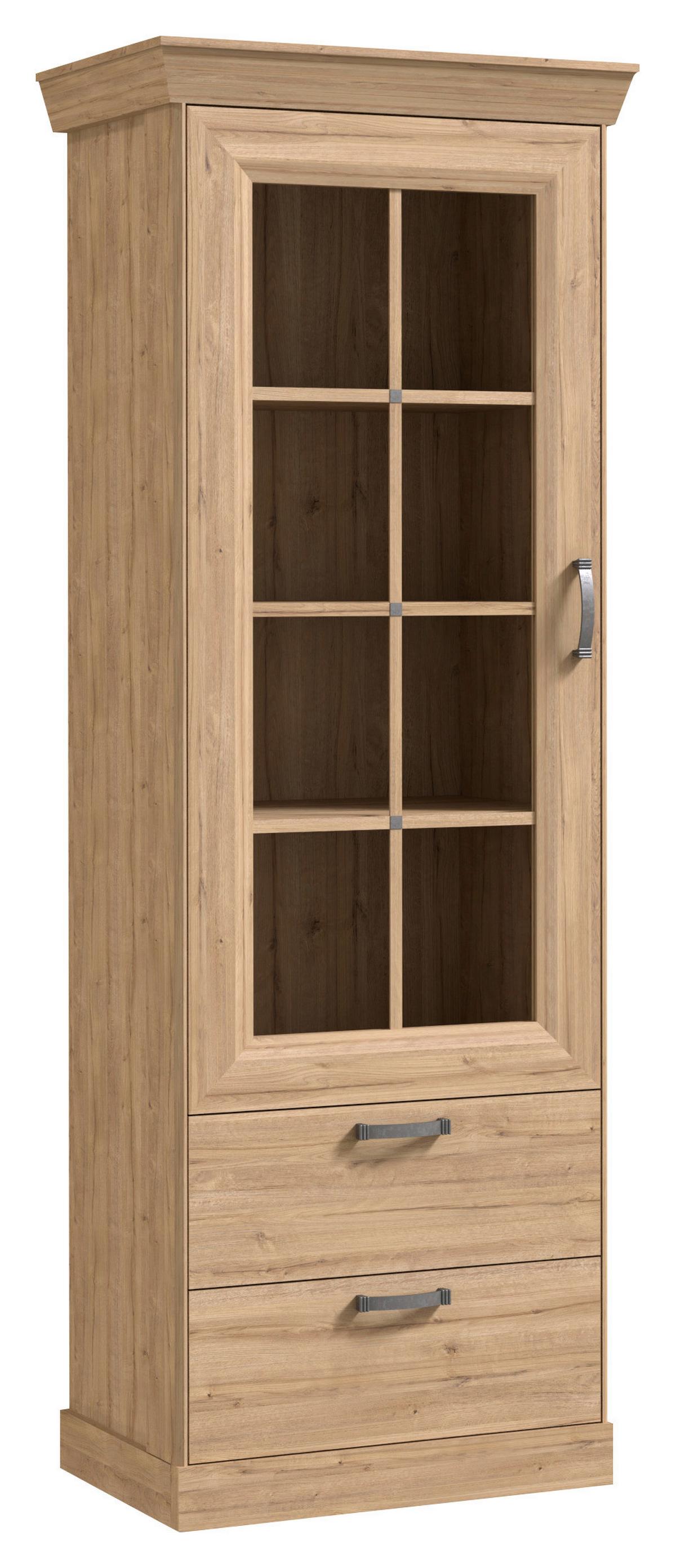 VITRÍNA CANNES - farba zinku/čierna, Romantik / Landhaus, kov/kompozitné drevo (74/205/47cm)