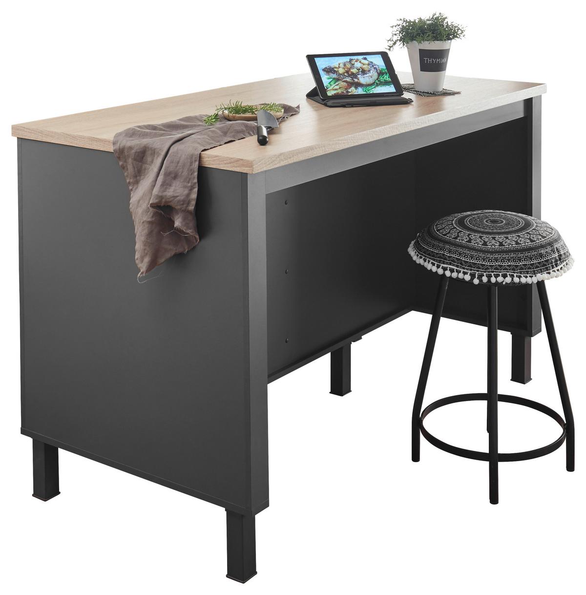 Kuchyňský ostrůvek BILBERRY - Sonoma dub/antracitová, Design, kompozitní dřevo (138/90/75cm) - Carryhome