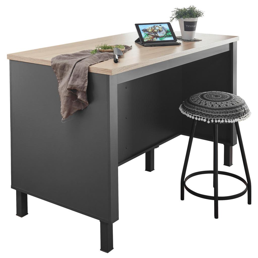 Kücheninsel Bilberry Anthrazit /eiche Dekor 138x90x75cm