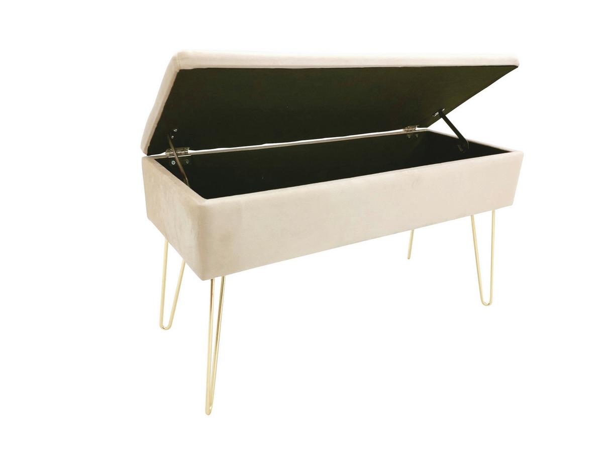 Hockerbank Scarlett Creme H: 42 cm mit Stauraum - Weiß, Design, Textil (75/42/30cm) - Echtwerk