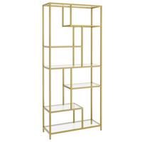 Regal Glass Shelves - Goldfarben, MODERN, Glas/Metall (80/180/30cm) - MID.YOU