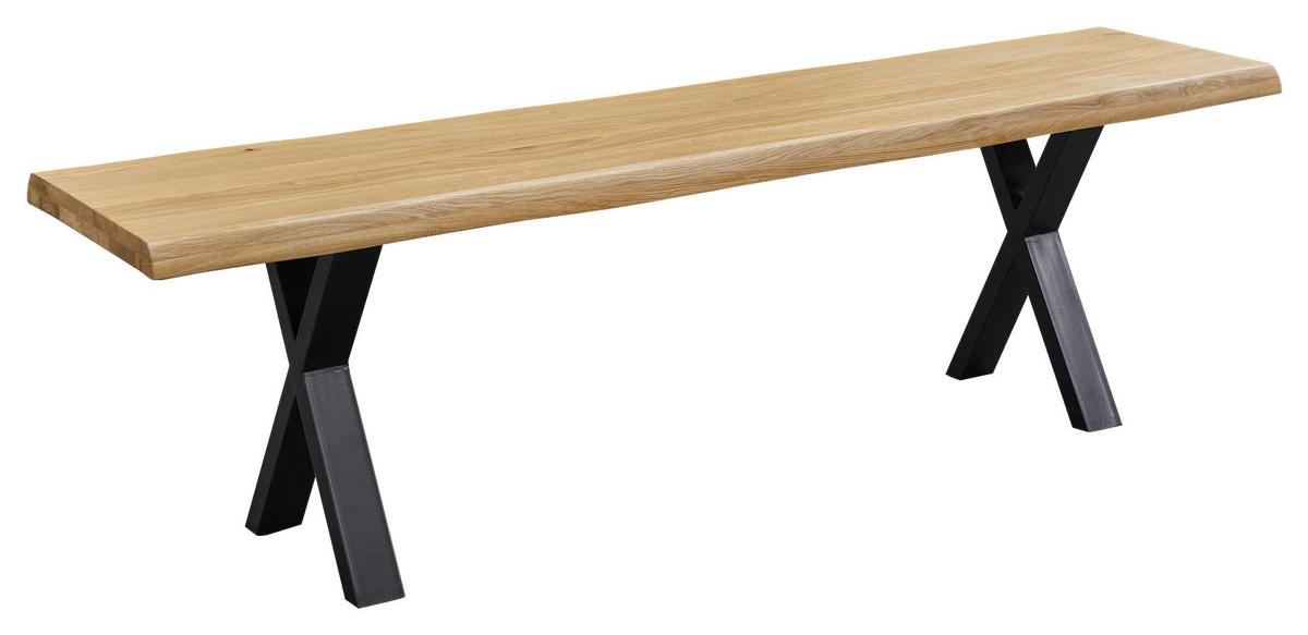 Sedací lavice Oak, drevo Dub - barvy dubu/černá, Natur, kov/dřevo (180/44/38cm) - Zandiara