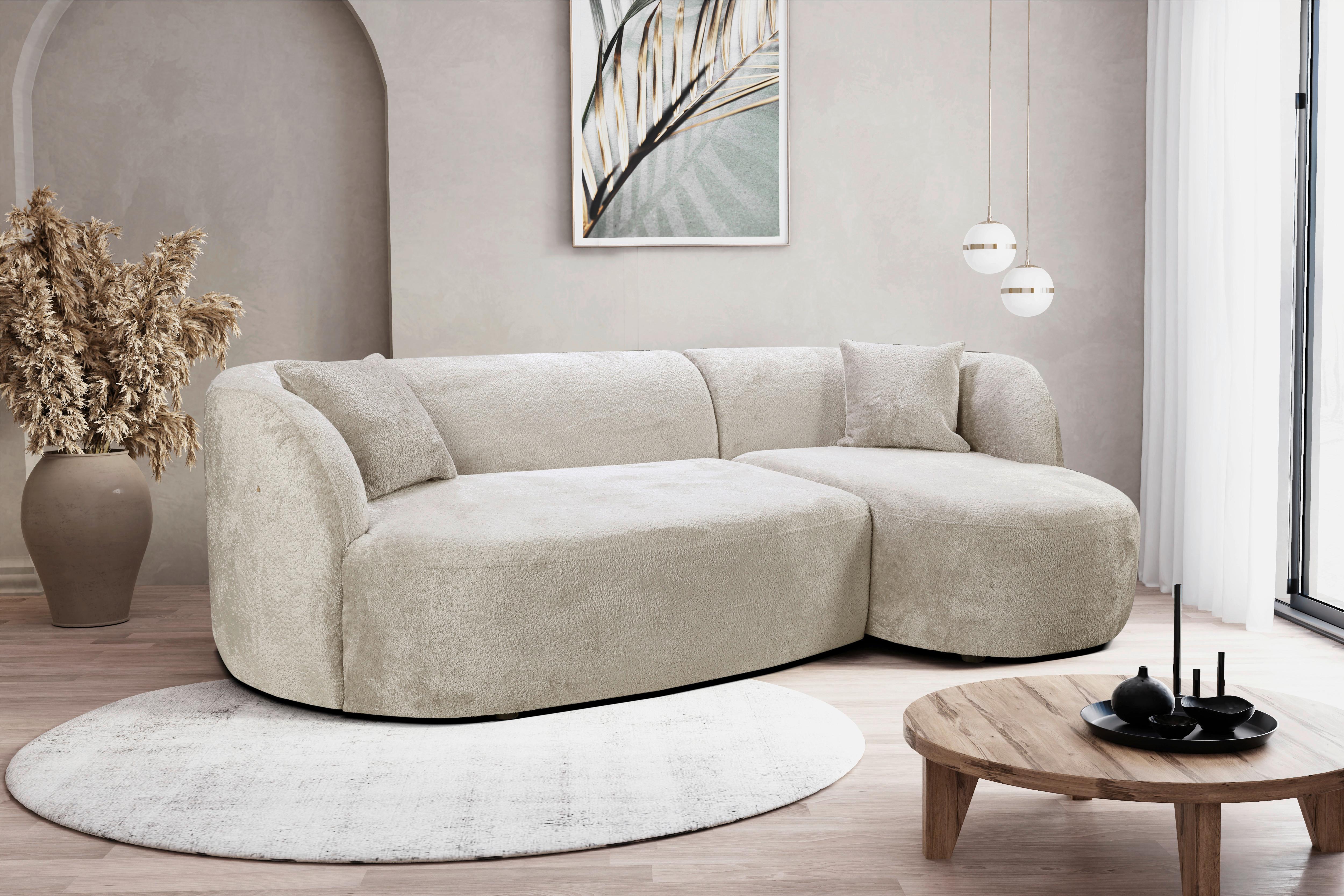 Ecksofa Flick Weiß/Schwarz, 264 cm - Schwarz/Weiß, Design, Textil (264/143cm) - MID.YOU