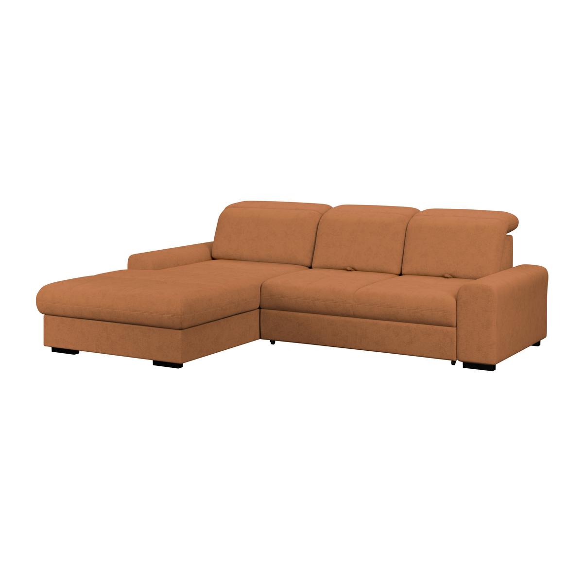 Ecksofa mit Bettfunktion Malaga New Chenille Terracotta - Terracotta/Schwarz, KONVENTIONELL, Textil (203/286cm) - Ondega