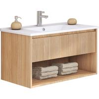 Waschtischkombi Andora Eichefarben Dekor B: 80 cm - Eichefarben, MODERN, Keramik/Holzwerkstoff (80/50/46cm) - Stylife
