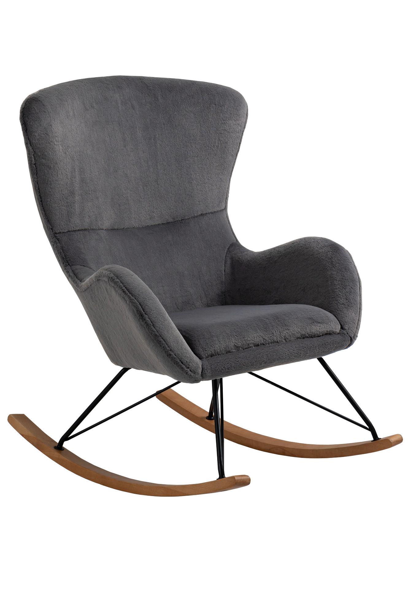 Schaukelstuhl Eiche Dekor, Dunkelgrau B:70cm - Eichefarben/Dunkelgrau, MODERN, Textil/Metall (70/102/94cm) - Livetastic