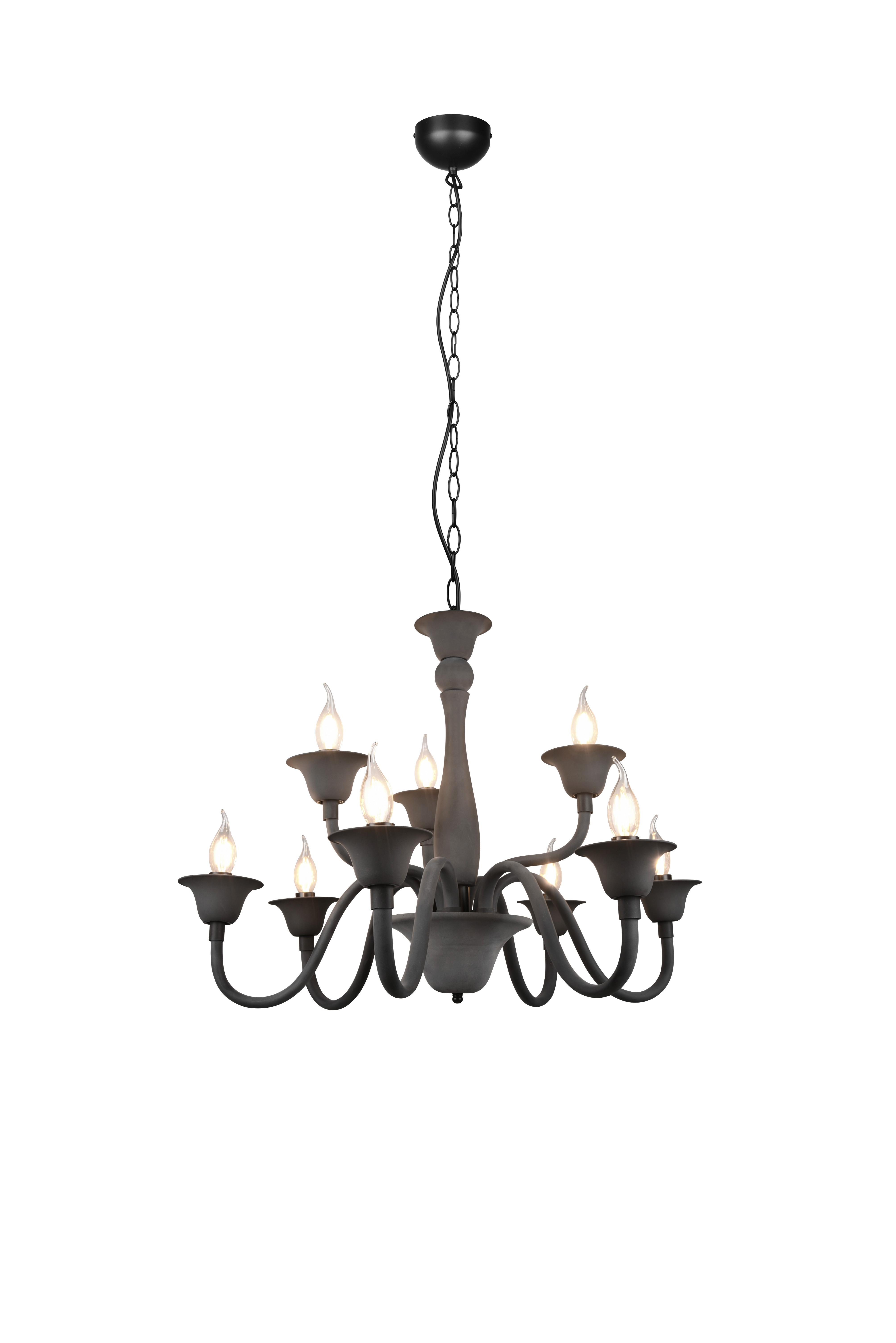 Kronleuchter 112900942 Elsa - Anthrazit, ROMANTIK / LANDHAUS, Kunststoff/Metall (72/150cm) - Trio Leuchten