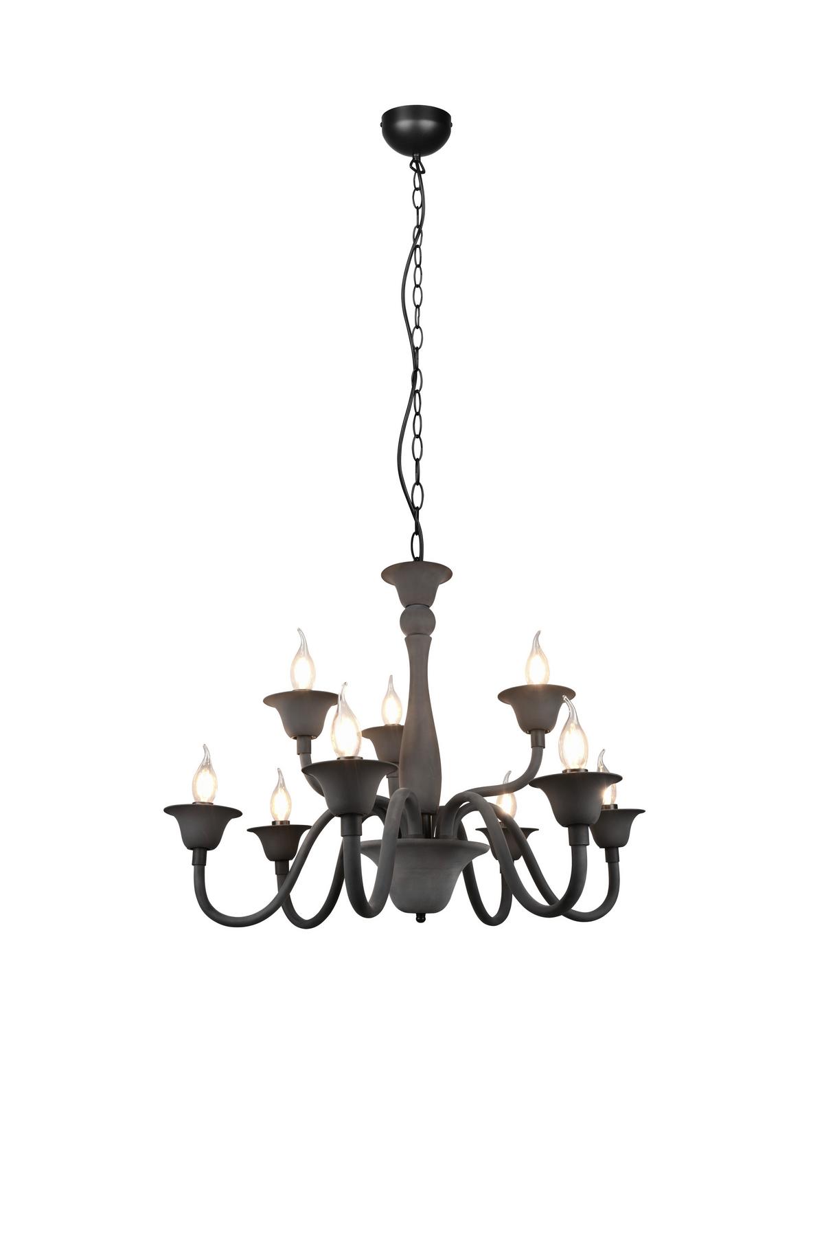 Kronleuchter 112900942 Elsa - Anthrazit, ROMANTIK / LANDHAUS, Kunststoff/Metall (72/150cm) - Trio Leuchten