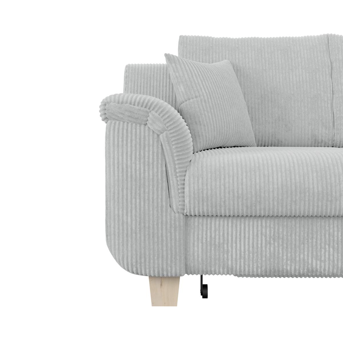 Ecksofa mit Schlaffunktion Alex Hellgrau - Hellgrau/Naturfarben, MODERN, Textil (246/88cm)