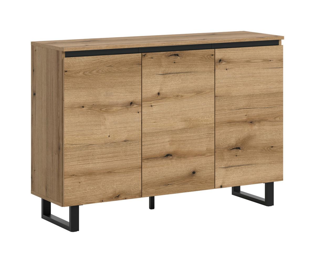 Sideboard Tomasa Eiche Dunkel B: 120 cm - Eiche dunkel/Schwarz, Design, Holzwerkstoff (120/84/36cm) - Livetastic