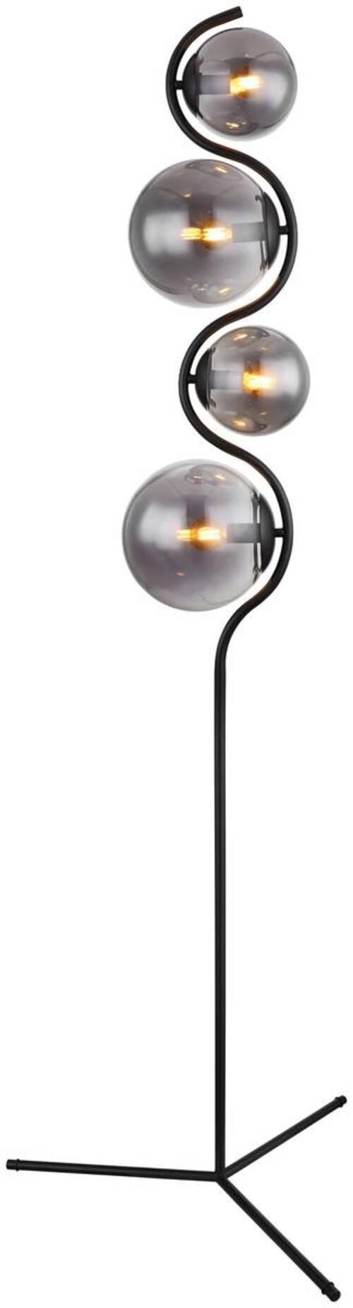 Stehlampe Porry Schwarz Mit Fußschalter - Schwarz, Design, Glas/Metall (66/160cm) - Globo