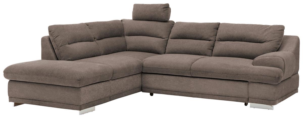 Ecksofa Mit Schlaffunktion & Bettkasten Seaside Braun - Chromfarben/Braun, KONVENTIONELL, Textil (217/264cm) - MID.YOU