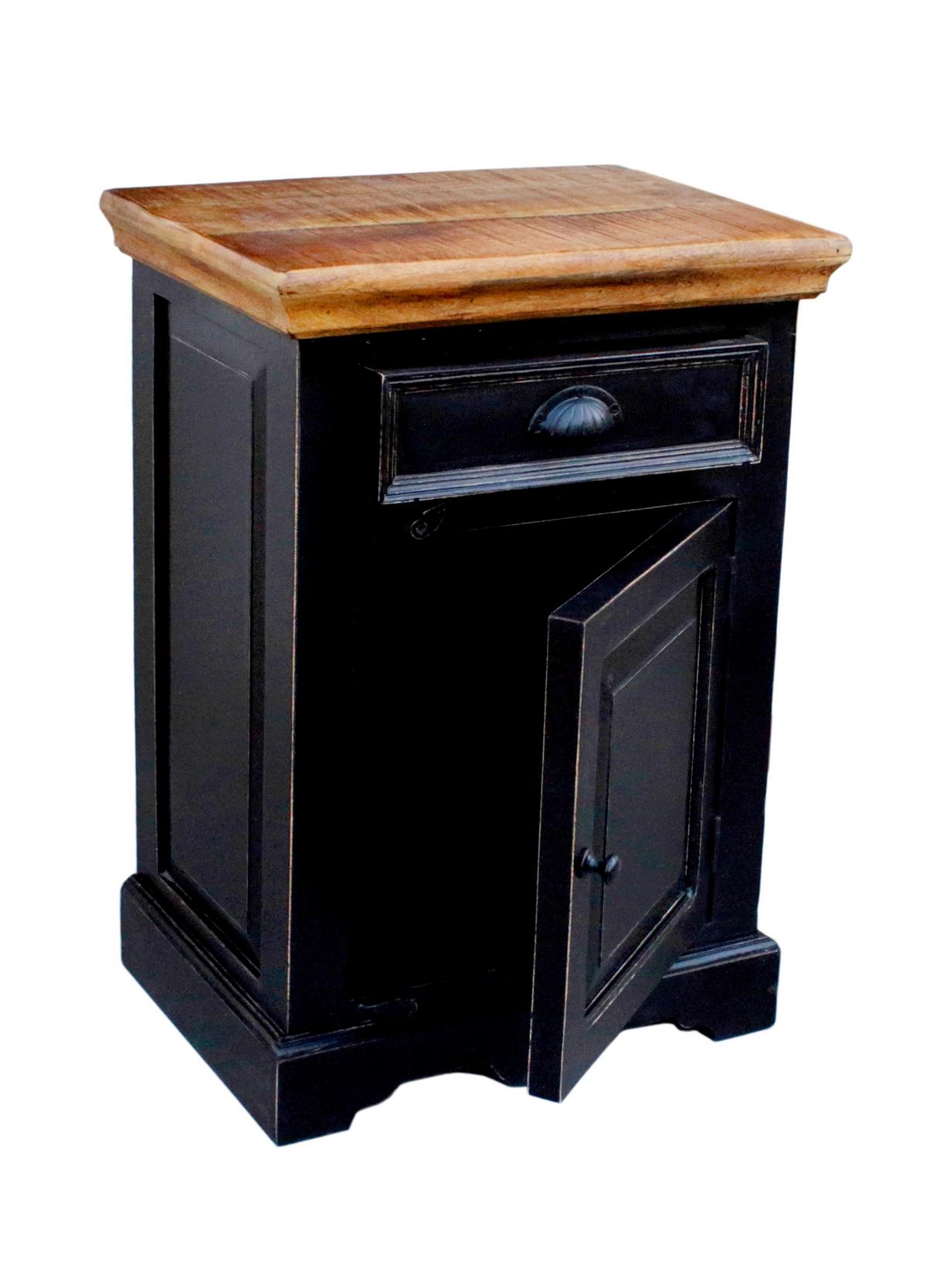 BADEZIMMER Schwarz 5-teilig - Schwarz/Honig, Basics, Holz/Holzwerkstoff - Livetastic