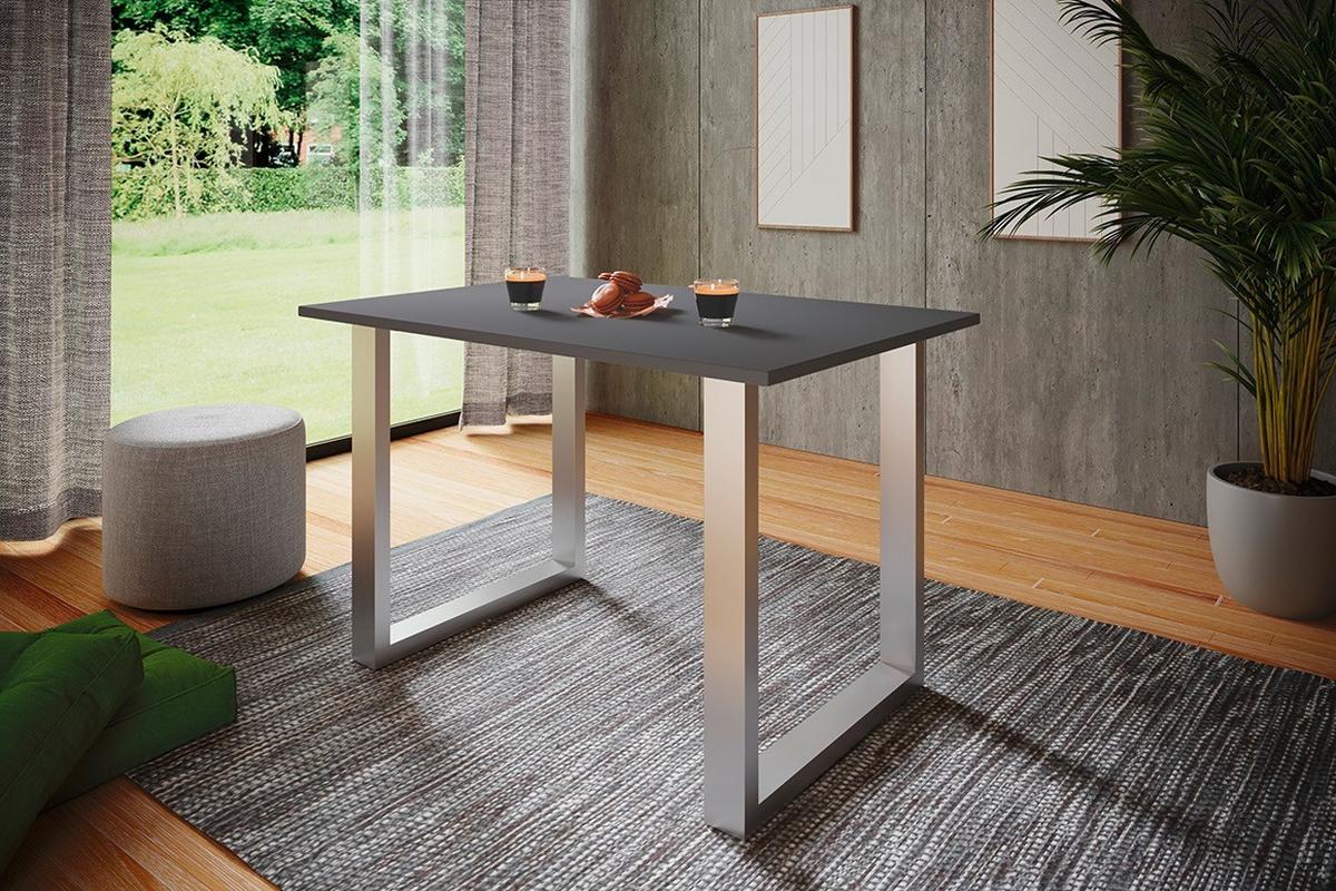 Schreibtisch Lona Anthrazit B: 80 cm - Anthrazit/Silberfarben, Design, Holzwerkstoff/Metall (80/76/50cm) - MID.YOU