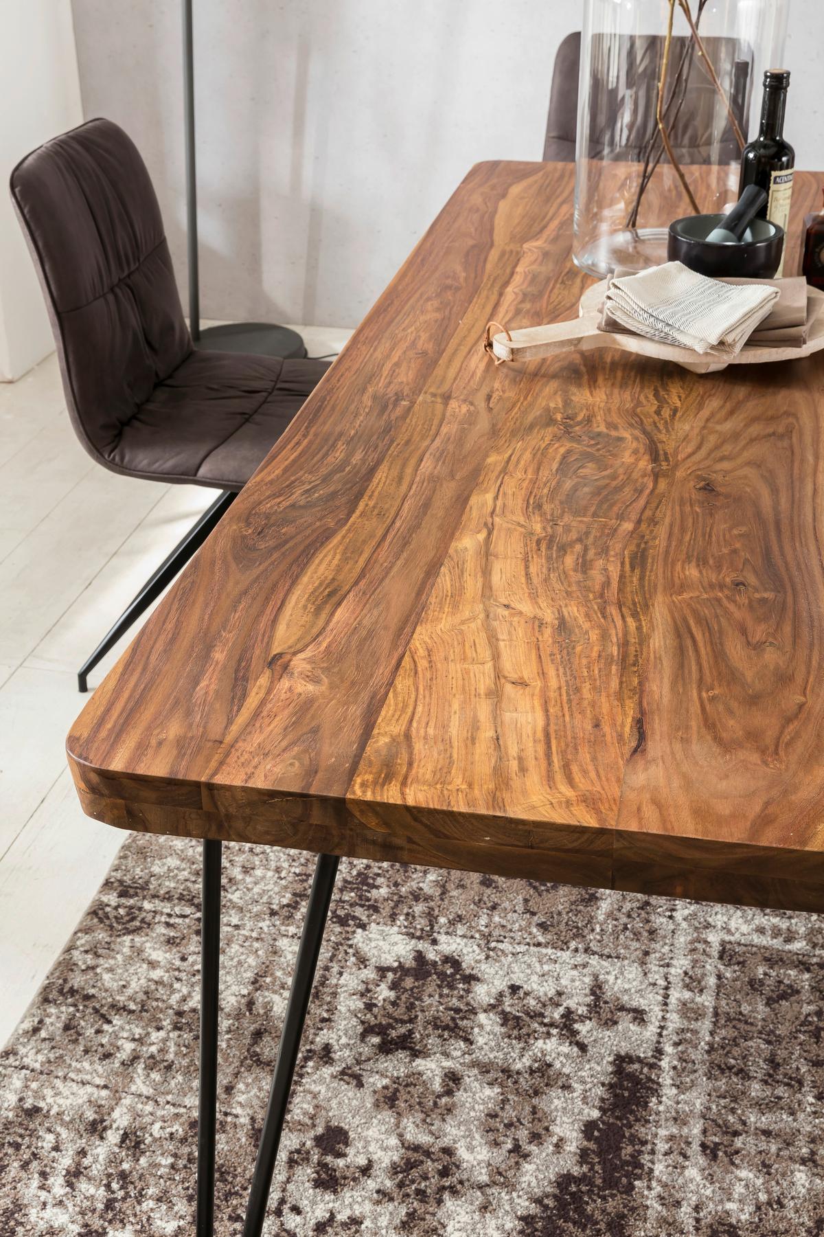 Esstisch Wl1.495 - Sheeshamfarben/Schwarz, Design, Holz/Metall (180/80/76cm) - MID.YOU