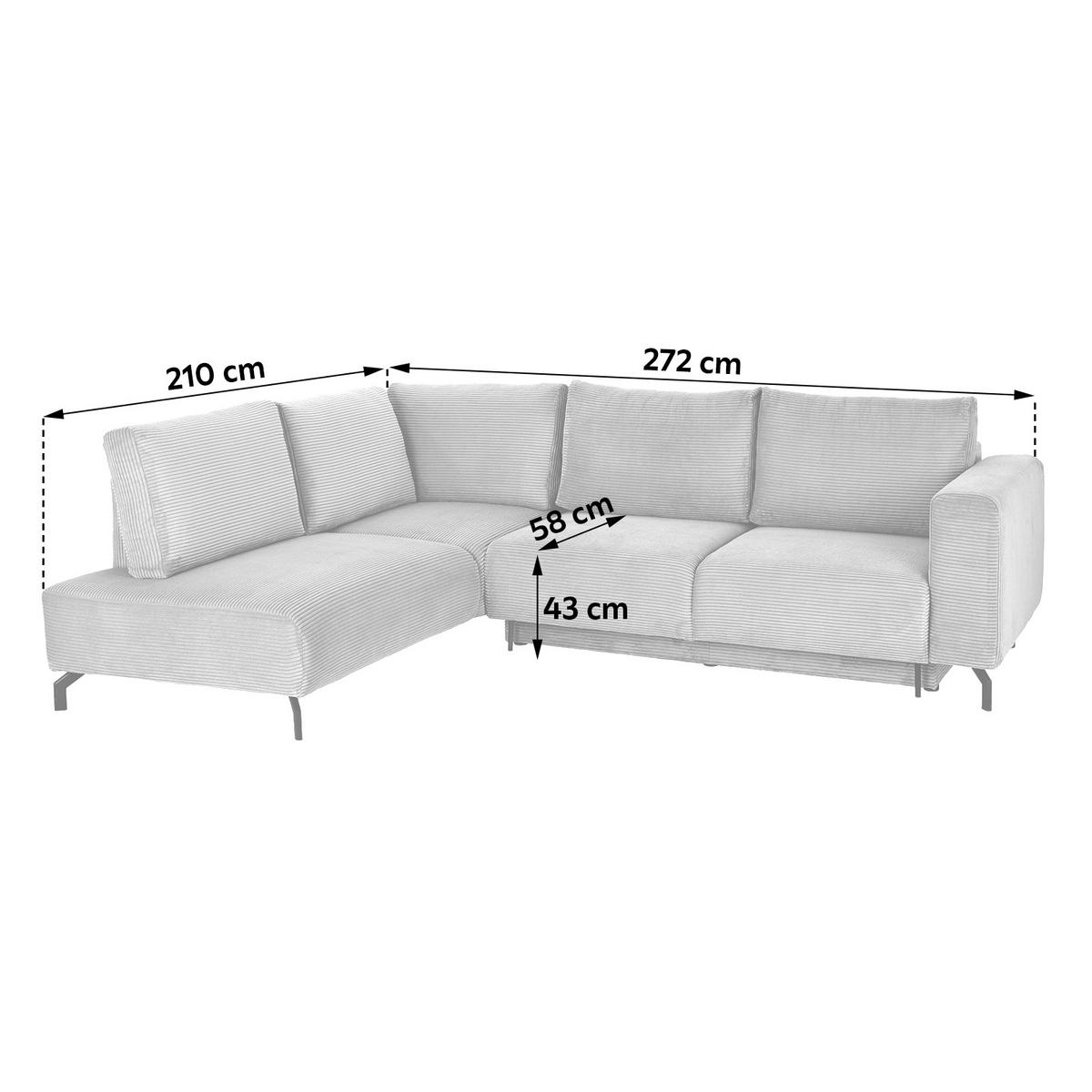 Rohová sedačka VENI, levá, šedozelený manšestr - černá/šedozelená, Moderní, kov/textil (210/272cm) - Ondega