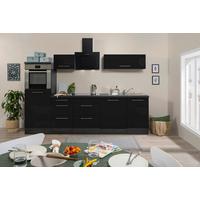 Küchenzeile mit Geräten 280 cm Schwarz Hochglanz/Eiche Grau - Eichefarben/Schwarz, Basics, Holzwerkstoff (280cm) - Respekta