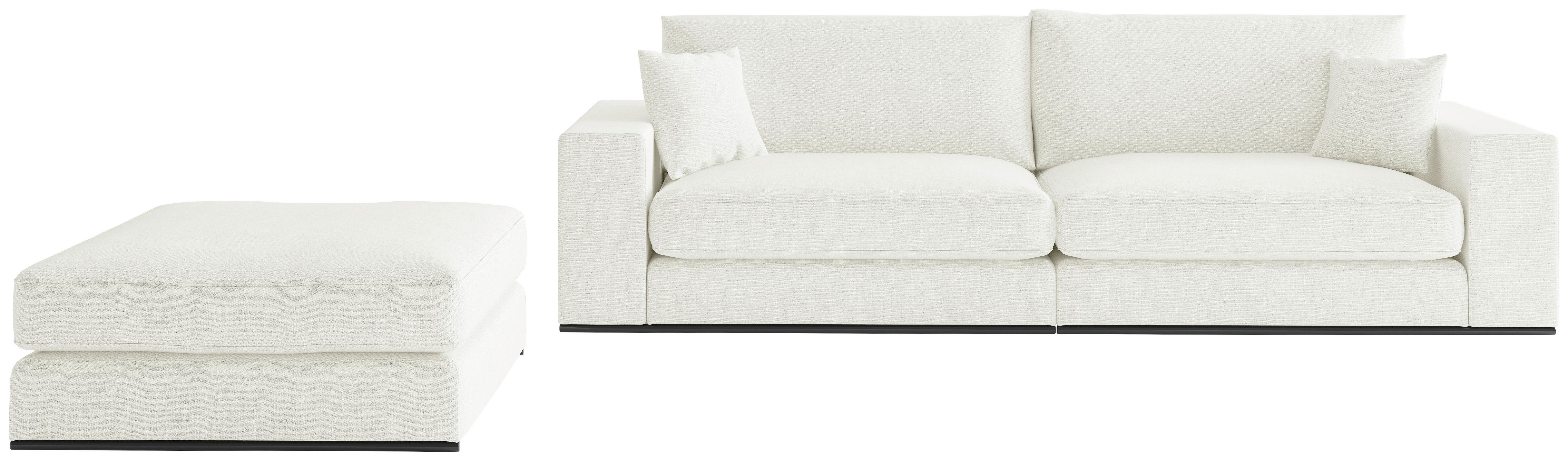 Sitzgarnitur Alberta 2-teilig Creme B: 278 Cm - Creme/Schwarz, Design, Holz/Textil (278/85/103cm) - Livetastic