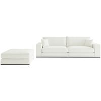 Sitzgarnitur Alberta 2-Teilig Creme B: 278 cm - Creme/Schwarz, Design, Holz/Textil (278/85/103cm) - Livetastic