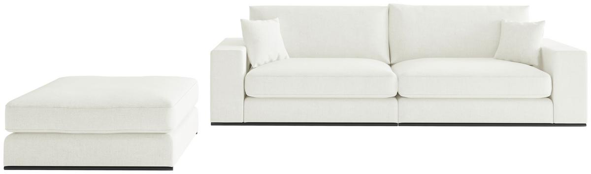 Sitzgarnitur Alberta 2-Teilig Creme B: 278 cm - Creme/Schwarz, Design, Holz/Textil (278/85/103cm) - Livetastic