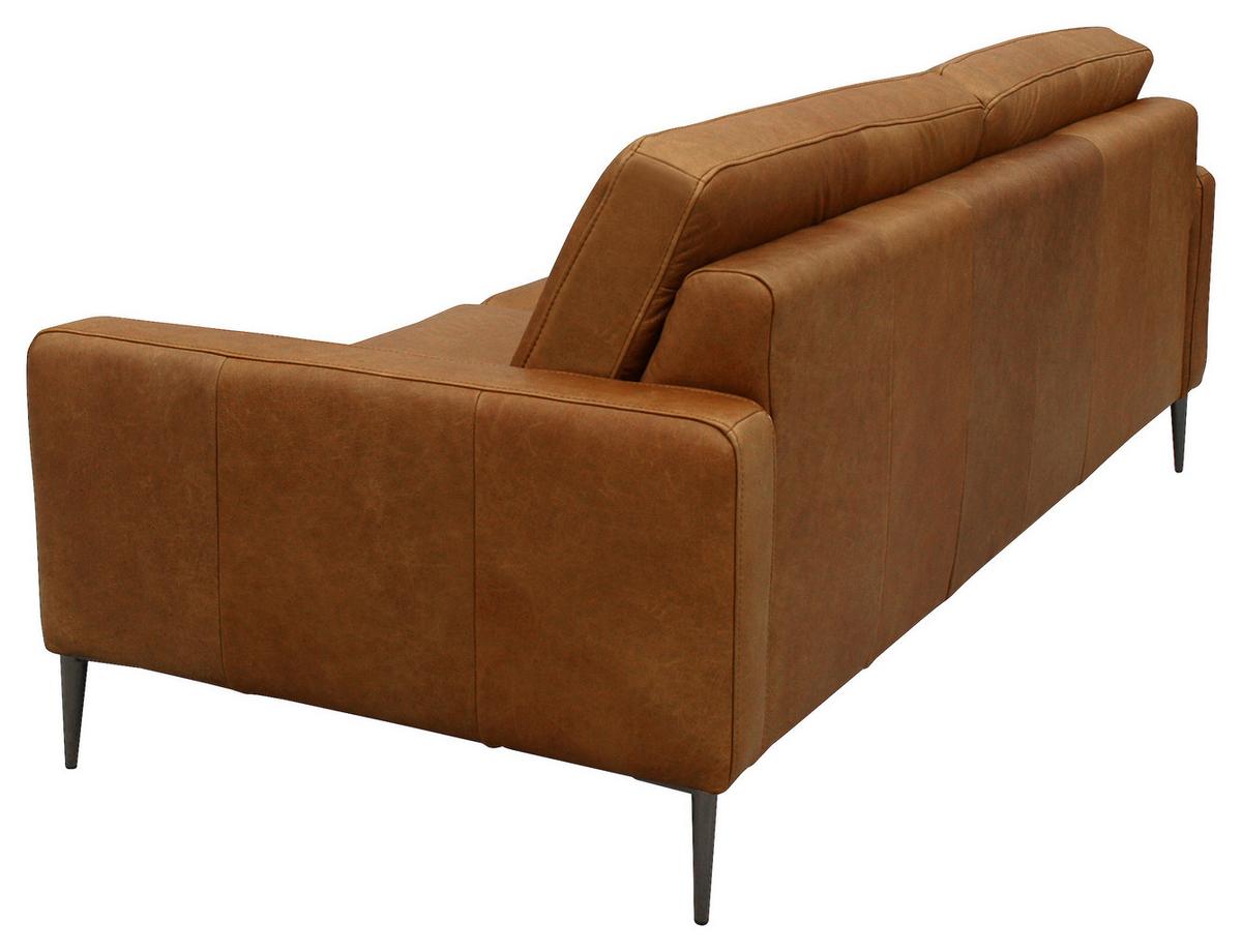 3-Sitzer-Sofa Spring, Cognac B: 187 cm - Cognac/Schwarzchrom, Design, Leder (187/85/92cm) - Livetastic