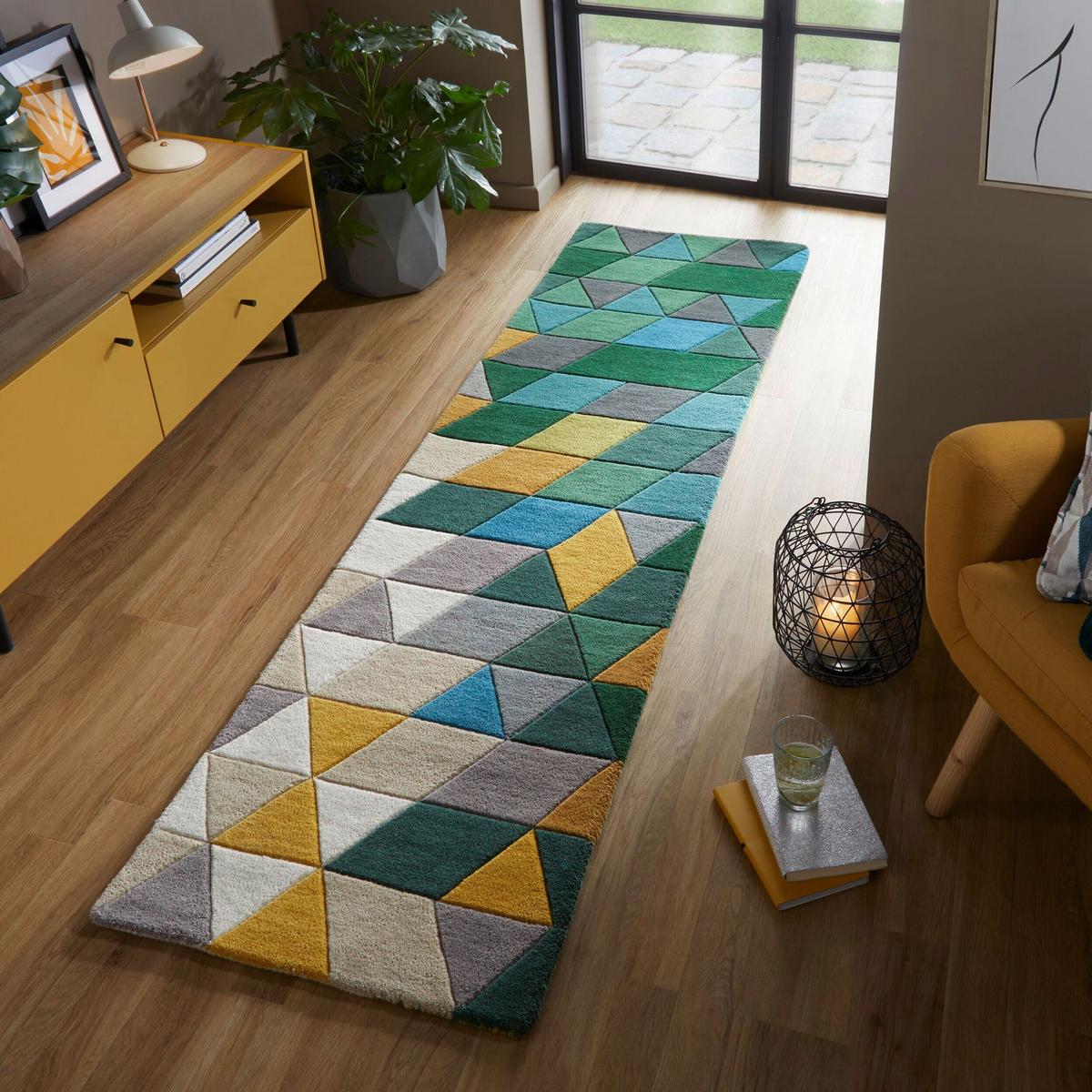 Wollteppich Grün/Multicolor 230x60 cm - Multicolor/Grün, Basics, Textil (230/60cm)