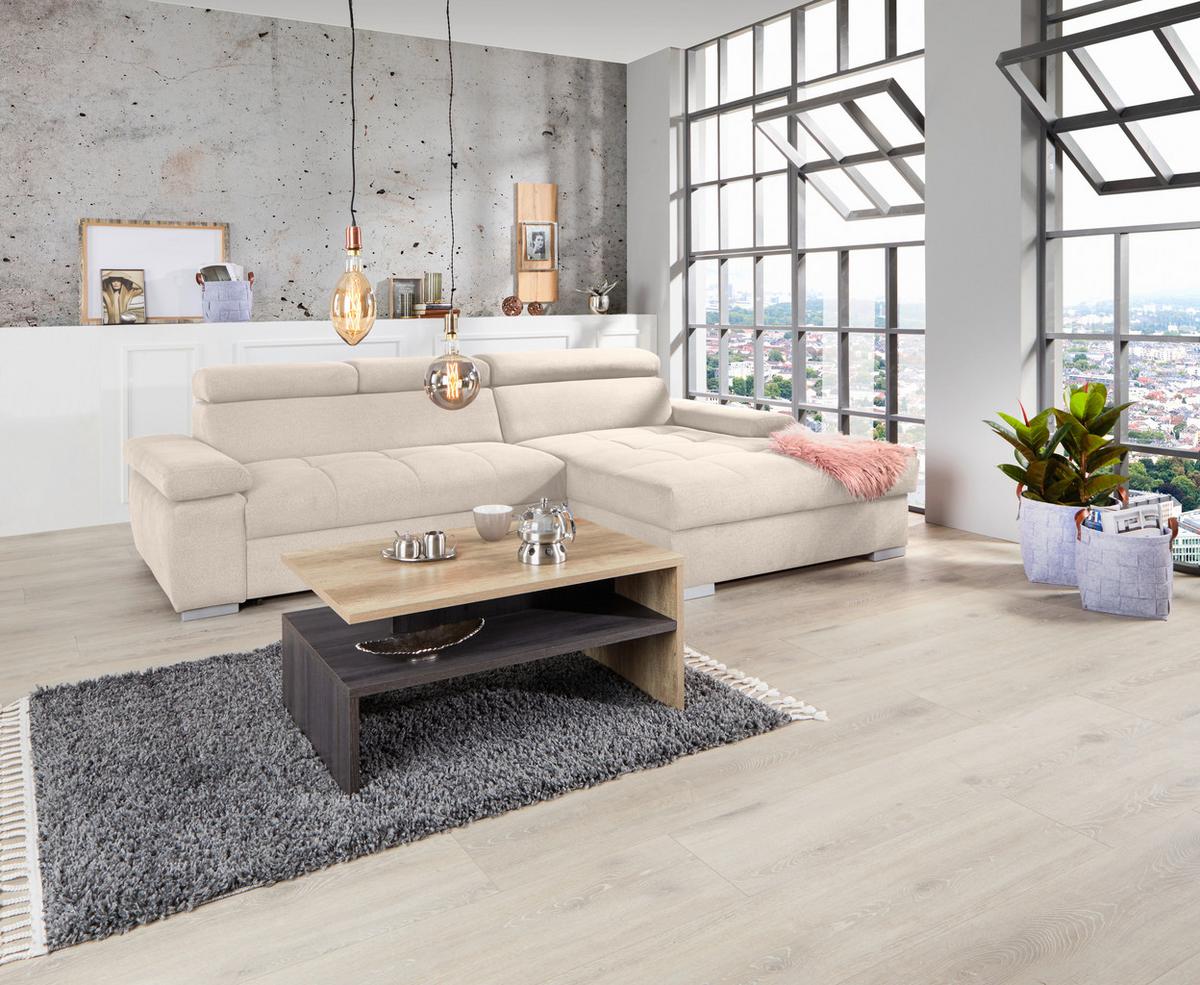 Ecksofa mit Bettkasten Perry Beige 292x183 cm - Beige/Silberfarben, Design, Textil (292/183cm) - Livetastic