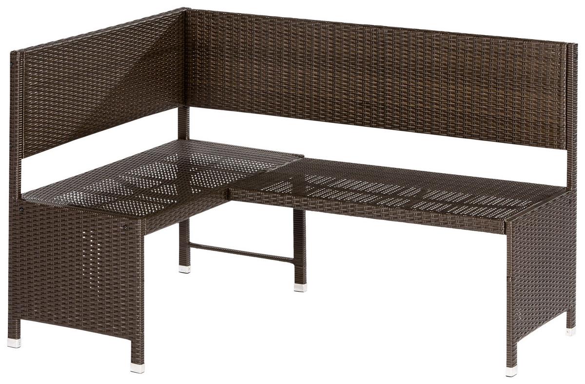 Gartenbank Kunststoff 2-Sitzer Eckbank - Beige/Braun, KONVENTIONELL, Kunststoff/Textil (100/148cm) - Gardenson