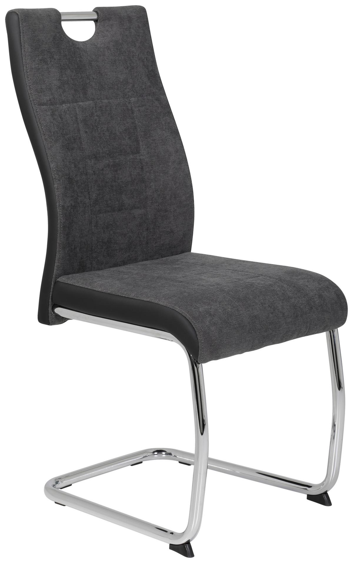Schwingstuhl Alina S Anthrazit Gepolstert 2er-Set - Chromfarben/Anthrazit, MODERN, Textil/Metall (43/98/59cm) - MID.YOU