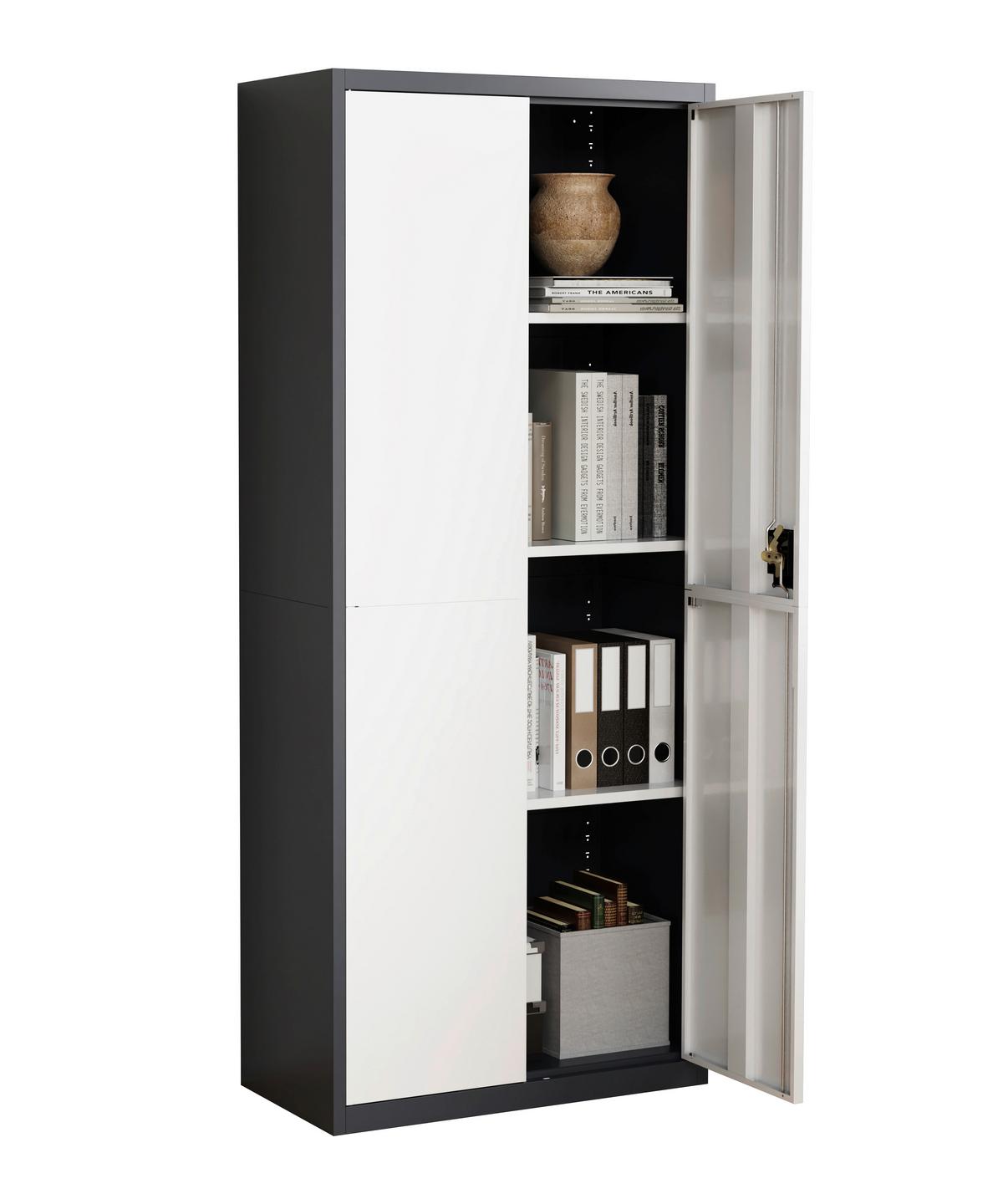 Aktenschrank Malivo Weiß/Anthrazit B: 80cm - Anthrazit/Weiß, KONVENTIONELL, Metall (80/180/40cm) - MID.YOU