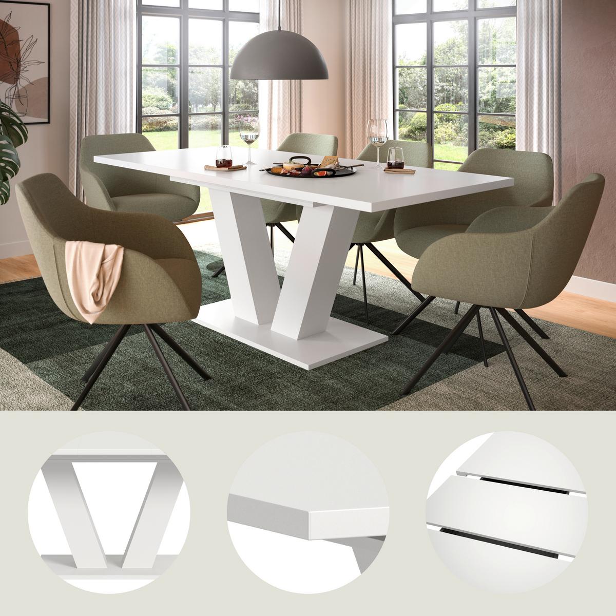 Ausziehtisch Marlon 150 Az Weiß, Auf 190 Cm Ausziehbar - Weiß, Trend, Holzwerkstoff (150-190/90/76cm) - MID.YOU