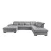 Wohnlandschaft mit Bettkasten Rigatti Silberfarben B: 387 cm - Silberfarben/Schwarz, MODERN, Textil (184/387/252cm) - Livetastic
