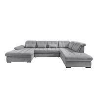 Wohnlandschaft Mit Bettkasten Rigatti Silberfarben B: 387 Cm - Silberfarben/Schwarz, MODERN, Textil (184/387/252cm) - Livetastic