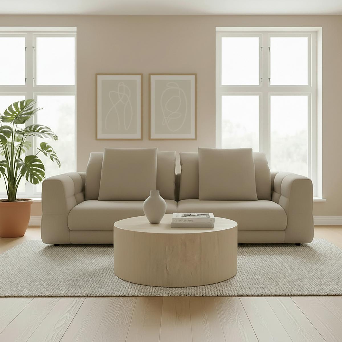 Pohovka LEA, béžová žinylka - černá/béžová, Moderní, kov/dřevo (284/87/110cm) - Bessagi Home