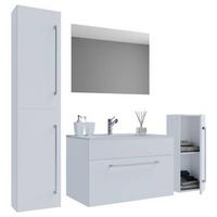 Badezimmer Badinos 5-Teilig Weiß B: 126 cm - Weiß, MODERN, Keramik/Holzwerkstoff (126cm) - MID.YOU