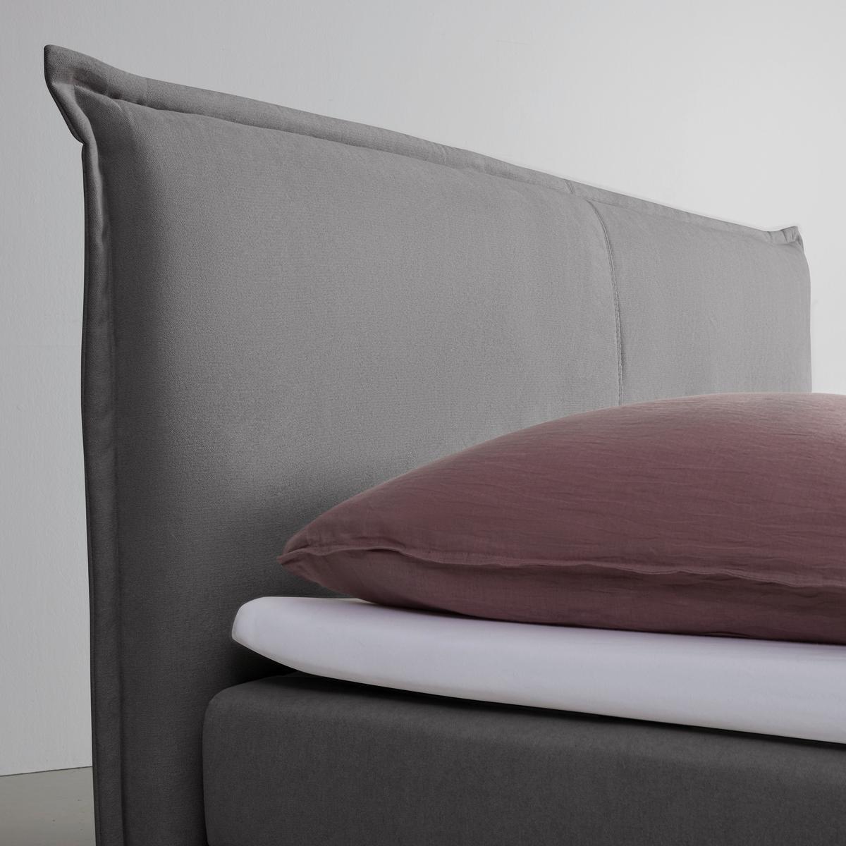 Posteľ boxspring s toperom, 180x200 cm, sivá - čierna/sivá, Modern, drevo/textil (180/200cm) - Bessagi Home