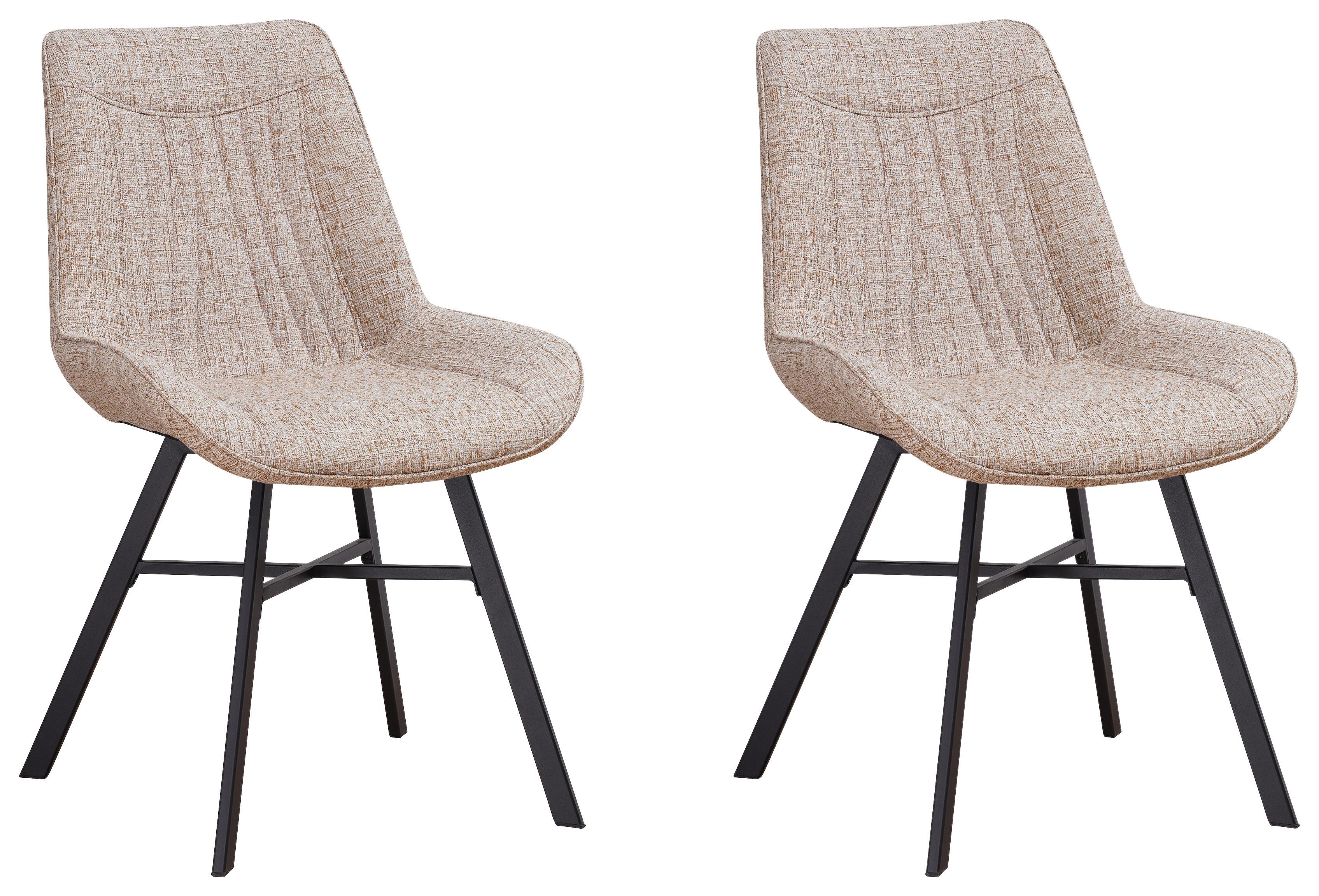 Stuhl-Set Samuel - Beige/Schwarz, Design, Textil (53/87/63cm) - MID.YOU