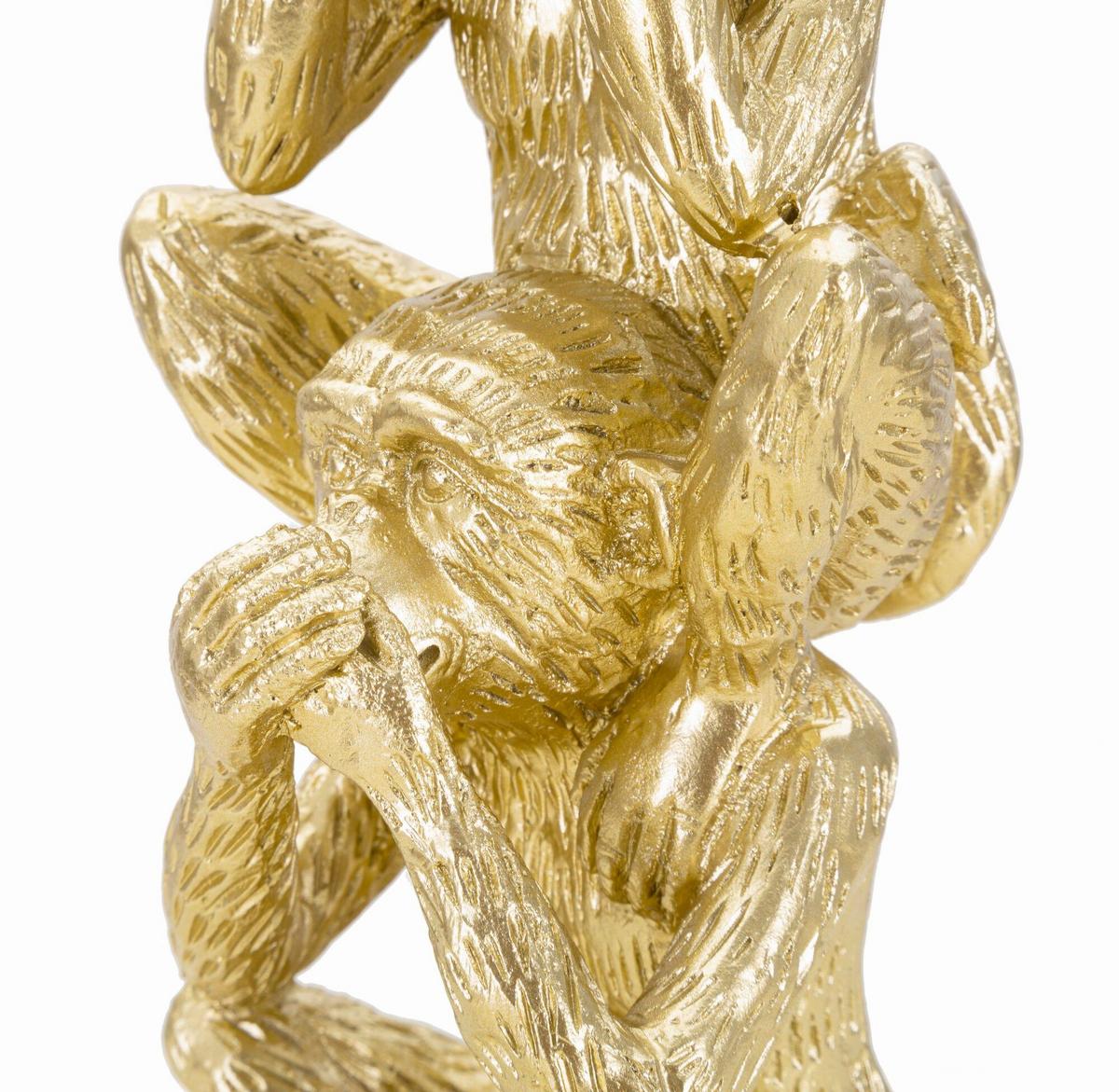 Skulptur Monkey Tower Monkey Tower Gold B: 10,5 cm - Goldfarben, Basics, Kunststoff (10.5/30/10.5cm)