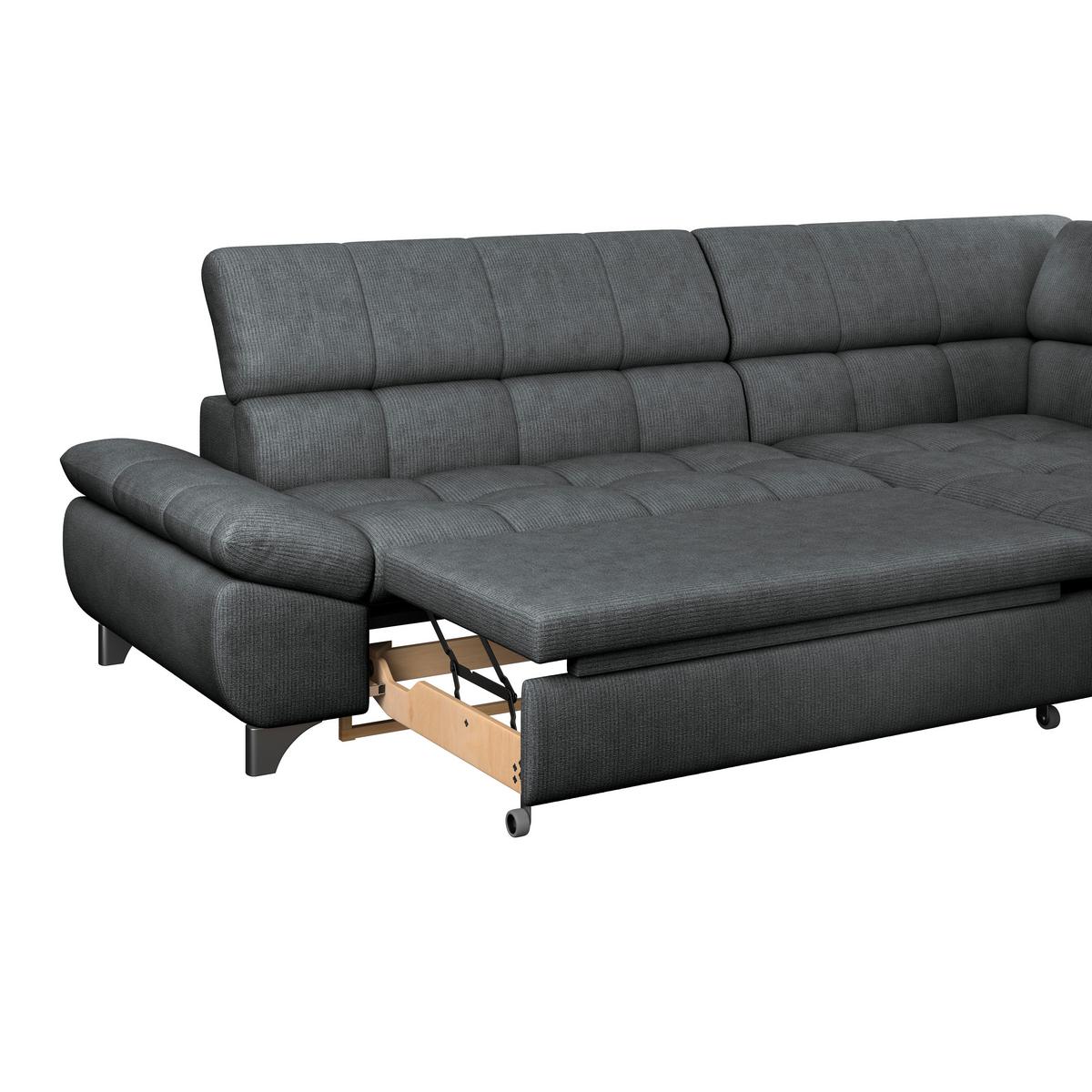 Ecksofa Mit Schlaffunktion Gemini Graphitfarben 312x234cm - Chromfarben/Graphitfarben, KONVENTIONELL, Textil (312/234cm)