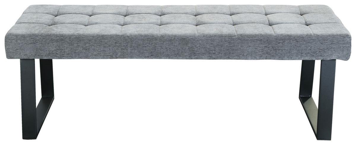 Sitzbank Brekke - Hellgrau/Schwarz, MODERN, Textil/Metall (140/49/48cm) - MID.YOU