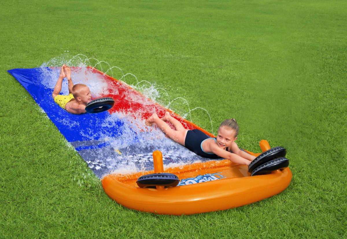 Wasserrutsche Splashy Speedway L: 488 cm - Blau/Rot, Basics, Kunststoff (1/488cm) - Bestway