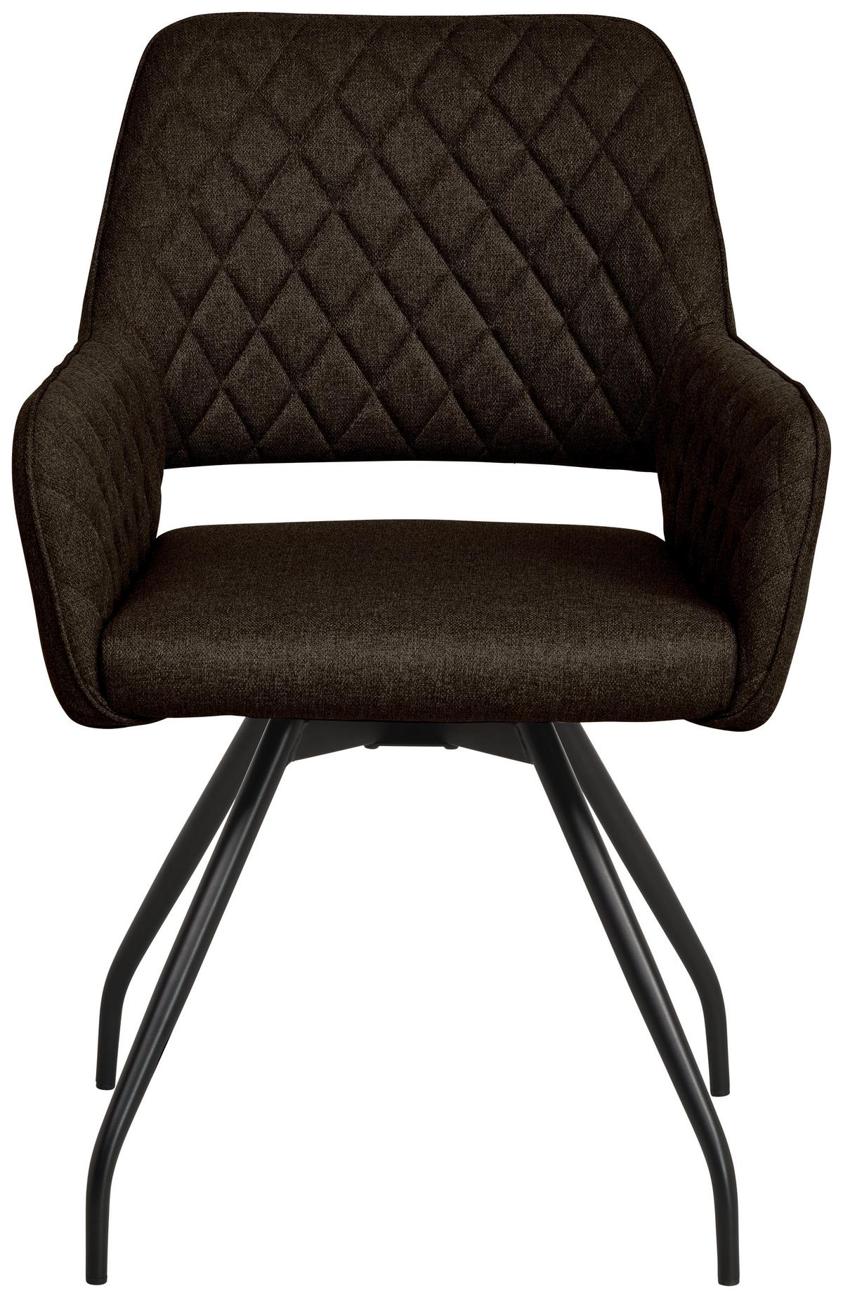 Armlehnstuhl Pam Braun, Sitzfl. 360° Drehbar - Graubraun/Schwarz, KONVENTIONELL, Holz/Textil (57/85.5/60cm) - MID.YOU