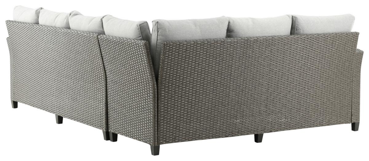 Loungegarnitur 3-Tlg Brentwood aus Kunststoff mit Kissen - Grau, KONVENTIONELL, Kunststoff - Gardenson