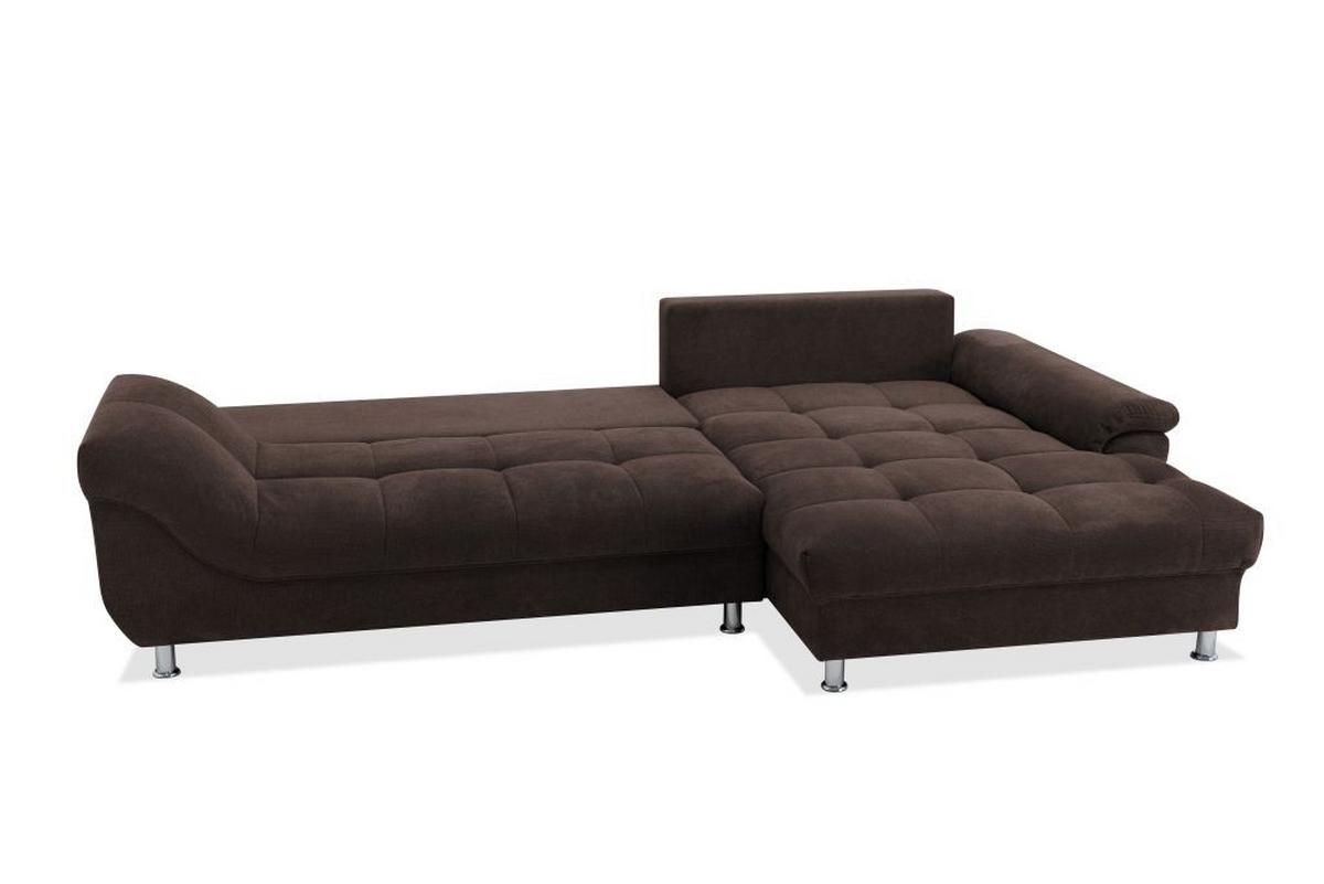Rohová sedačka ERICE, pravá tmavohnedá - tmavohnedá/chrómová, Design, textil/plast (312/198cm)