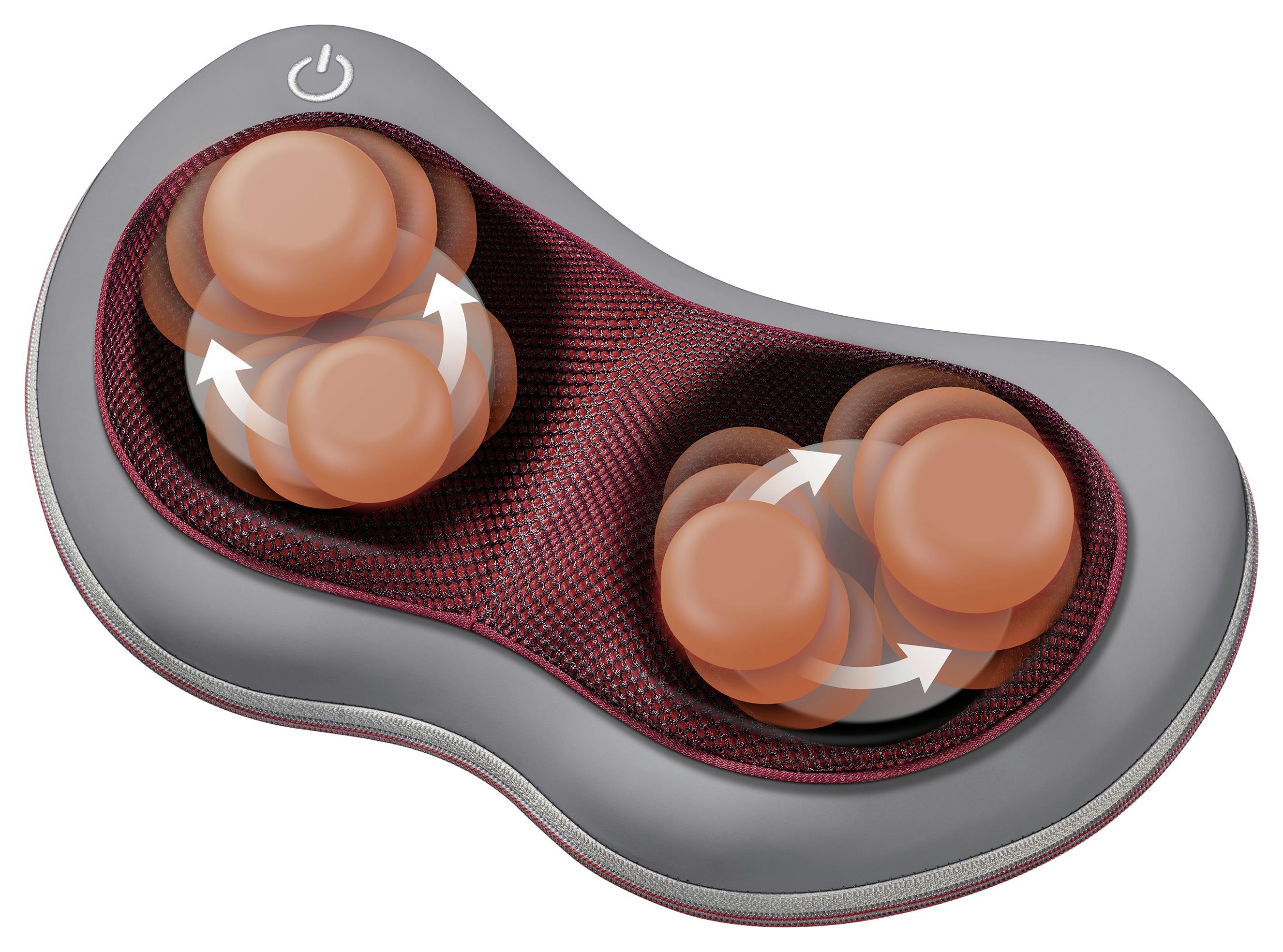 Shiatsu-Massagekissen Geeignet für Rücken, Beine - Grau/Dunkelrot, KONVENTIONELL, Kunststoff (11,5cm) - Beurer