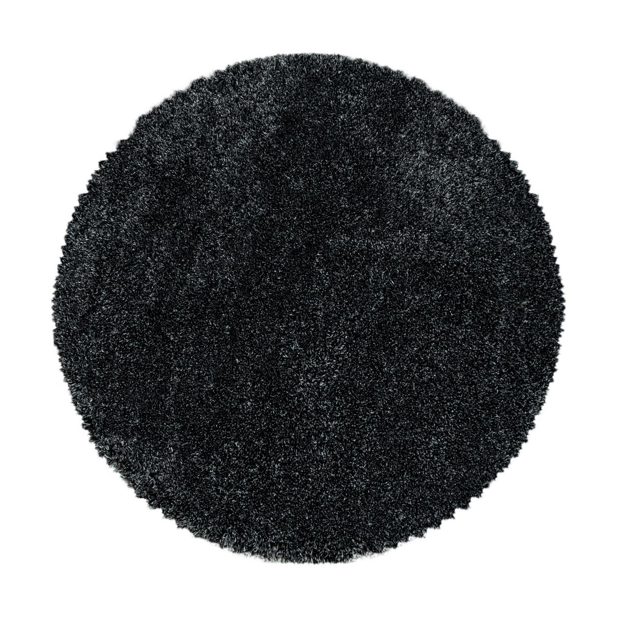 Hochflor Teppich Anthranzit Naturfaser Fluffy Ø 120 cm - Anthrazit, Basics, Textil (120cm)