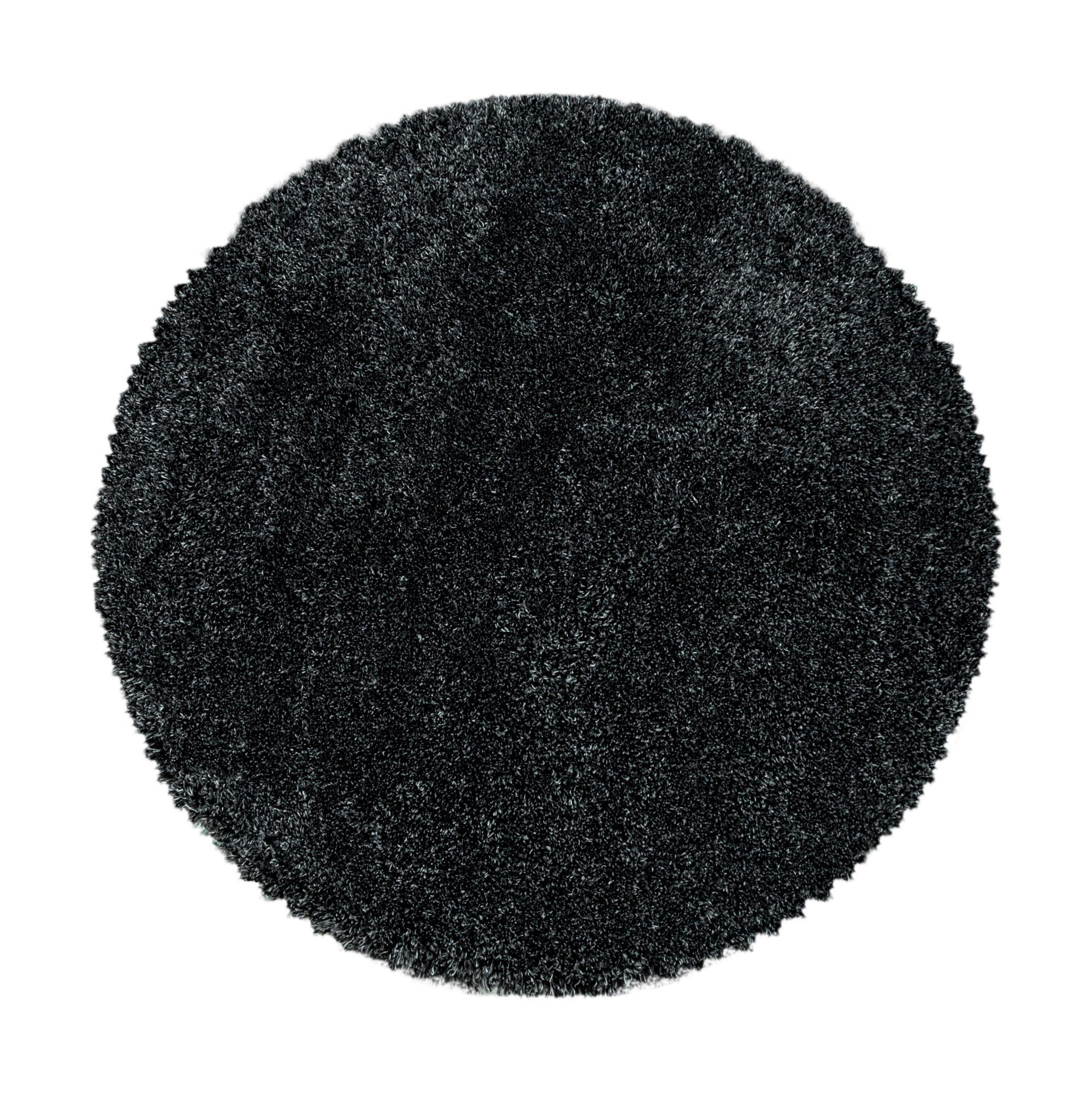 Hochflor Teppich Anthrazit Naturfaser Fluffy Ø 80 cm