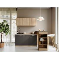 MINIKÜCHE Grau/Eichefarben B: 150cm - Eichefarben/Grau, Design, Holzwerkstoff (150cm) - Respekta